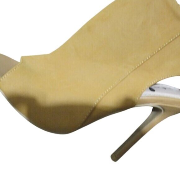 BOGO Rue21 Brown suede peep toe booties ankle boots heeled mules heels M 7-8 - Picture 8 of 13